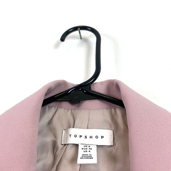 Topshop Clean Crepe Single Breasted Blazer Suit Jacket Pink Size 4 - Picture 5 of 9